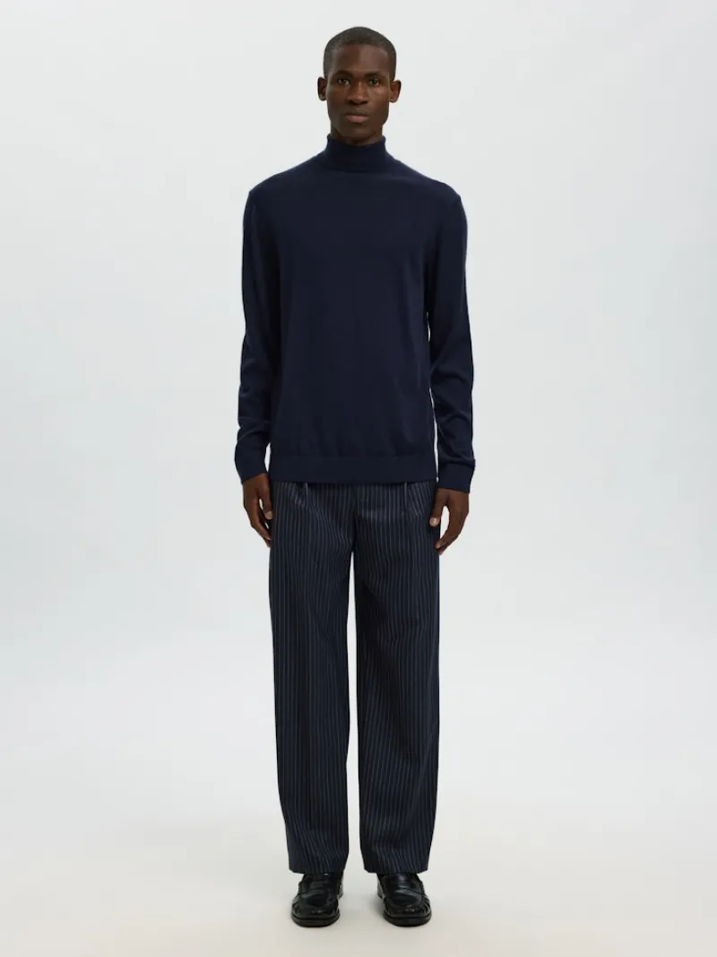 Selected Pullover & Sweatshirts*SLHTRAY LS KNIT MERINO ROLL NECK NOOS Navy Blazer