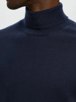 Selected Pullover & Sweatshirts*SLHTRAY LS KNIT MERINO ROLL NECK NOOS Navy Blazer