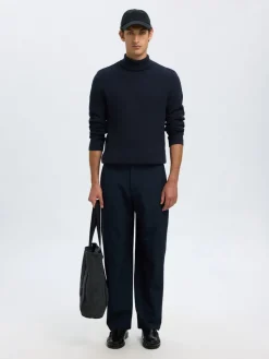 Selected Pullover & Sweatshirts*SLHTREVOR LS KNIT STRUCTURE ROLL NECK Sky Captain