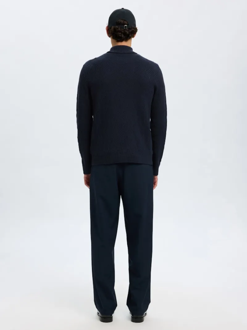 Selected Pullover & Sweatshirts*SLHTREVOR LS KNIT STRUCTURE ROLL NECK Sky Captain