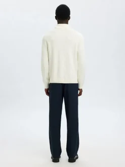 Selected Pullover & Sweatshirts*SLHTREVOR LS KNIT STRUCTURE ROLL NECK egret