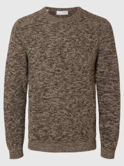 Selected Pullover & Sweatshirts*SLHVINCE LS KNIT BUBBLE CREW NECK NOOS chocolate torte