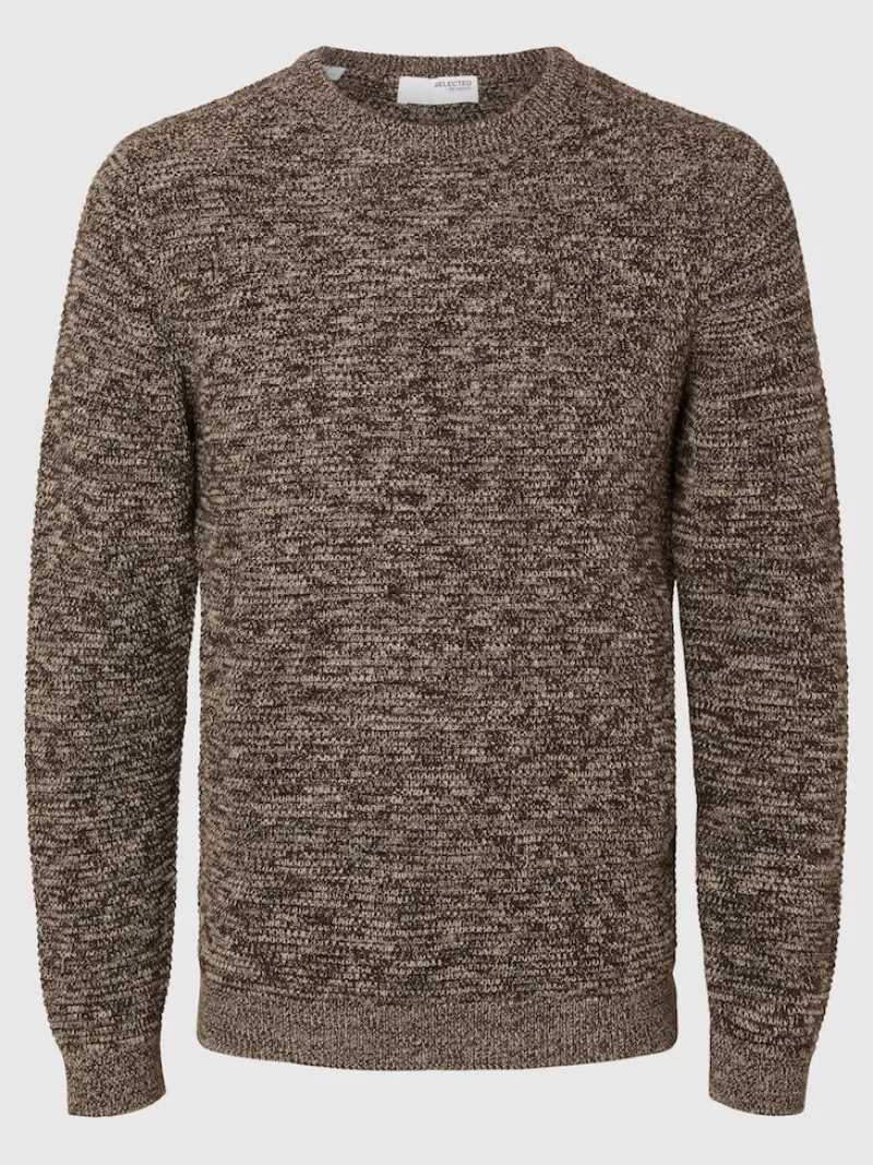 Selected Pullover & Sweatshirts*SLHVINCE LS KNIT BUBBLE CREW NECK NOOS chocolate torte