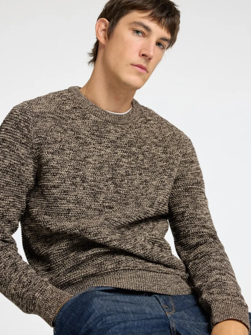 Selected Pullover & Sweatshirts*SLHVINCE LS KNIT BUBBLE CREW NECK NOOS chocolate torte