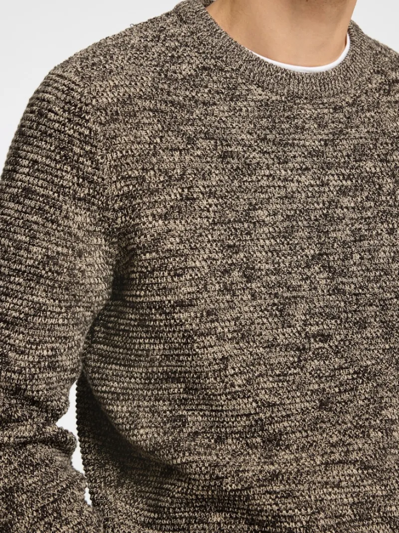 Selected Pullover & Sweatshirts*SLHVINCE LS KNIT BUBBLE CREW NECK NOOS chocolate torte