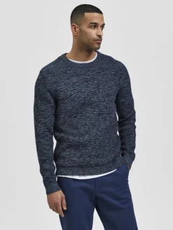 Selected Pullover & Sweatshirts*SLHVINCE LS KNIT BUBBLE CREW NECK NOOS Dark Sapphire