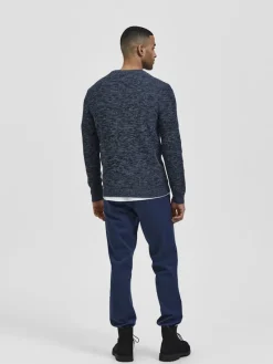 Selected Pullover & Sweatshirts*SLHVINCE LS KNIT BUBBLE CREW NECK NOOS Dark Sapphire