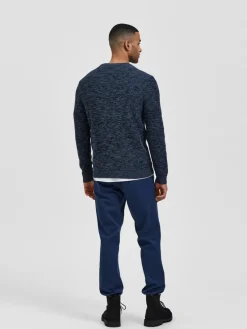 Selected Pullover & Sweatshirts*SLHVINCE LS KNIT BUBBLE CREW NECK NOOS Dark Sapphire