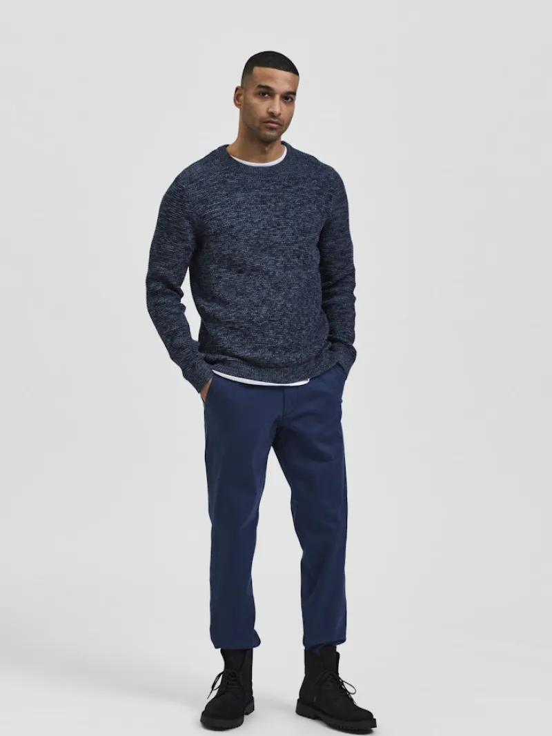 Selected Pullover & Sweatshirts*SLHVINCE LS KNIT BUBBLE CREW NECK NOOS Dark Sapphire