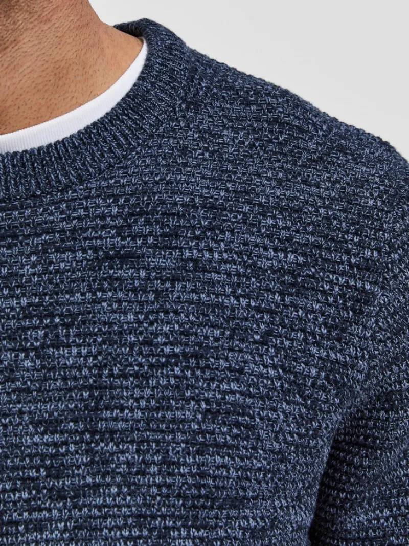 Selected Pullover & Sweatshirts*SLHVINCE LS KNIT BUBBLE CREW NECK NOOS Dark Sapphire