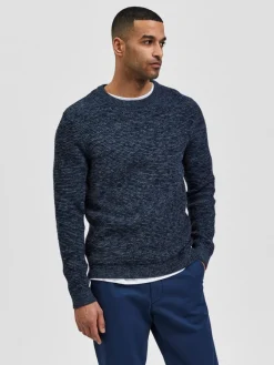 Selected Pullover & Sweatshirts*SLHVINCE LS KNIT BUBBLE CREW NECK NOOS Dark Sapphire