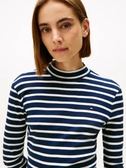 Tommy Hilfiger Shirts*SLIM CODY MOCK-NK LS dark night navy- ecru stp