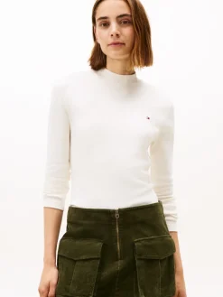 Tommy Hilfiger Shirts*SLIM CODY MOCK-NK LS ivory silk