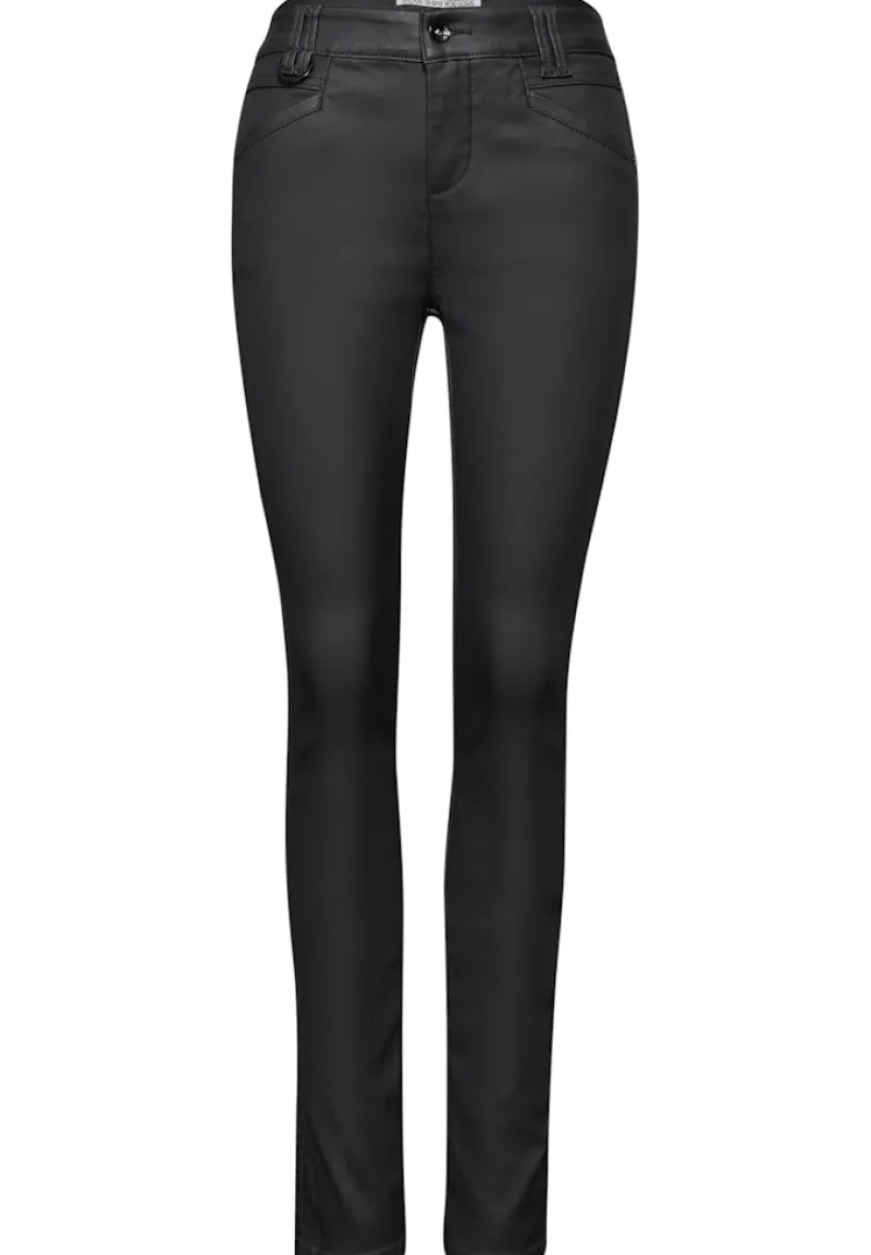 Street One Hosen*Slim Fit Coated Hose Black