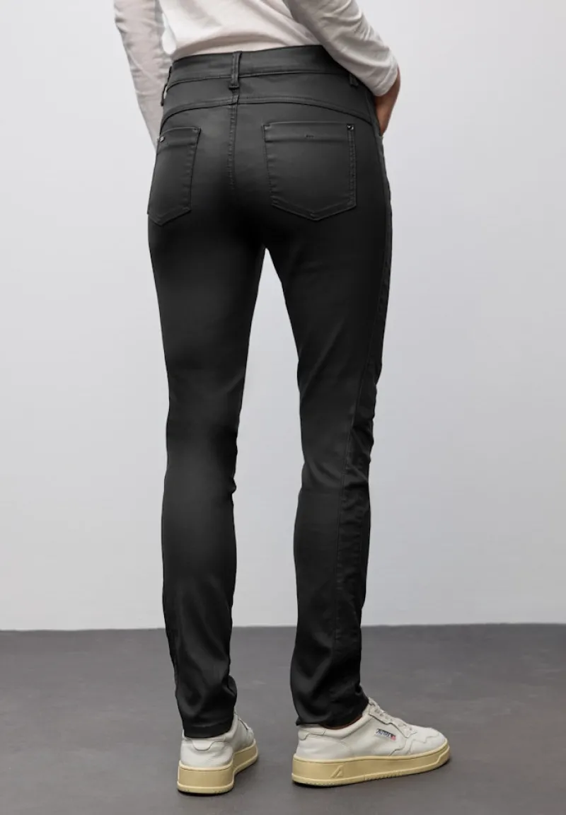 Street One Hosen*Slim Fit Coated Hose Black