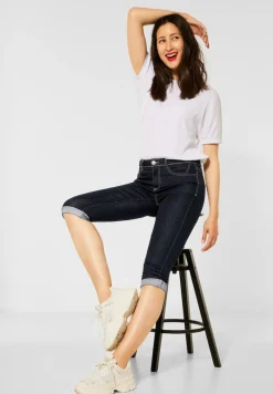 Street One Shorts*Slim Fit Hose in High Waist blue rinsed wash