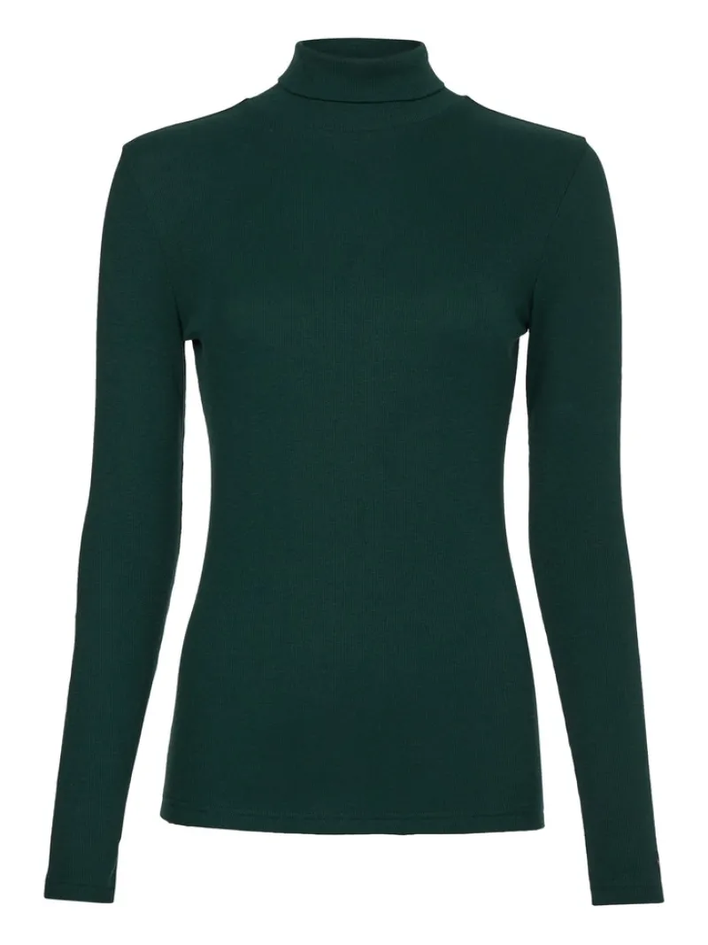 Tommy Hilfiger Shirts*SLIM MODAL RIB ROLL-NK TOP hunter