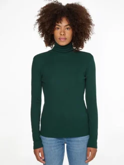 Tommy Hilfiger Shirts*SLIM MODAL RIB ROLL-NK TOP hunter