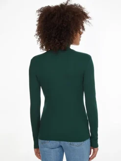 Tommy Hilfiger Shirts*SLIM MODAL RIB ROLL-NK TOP hunter