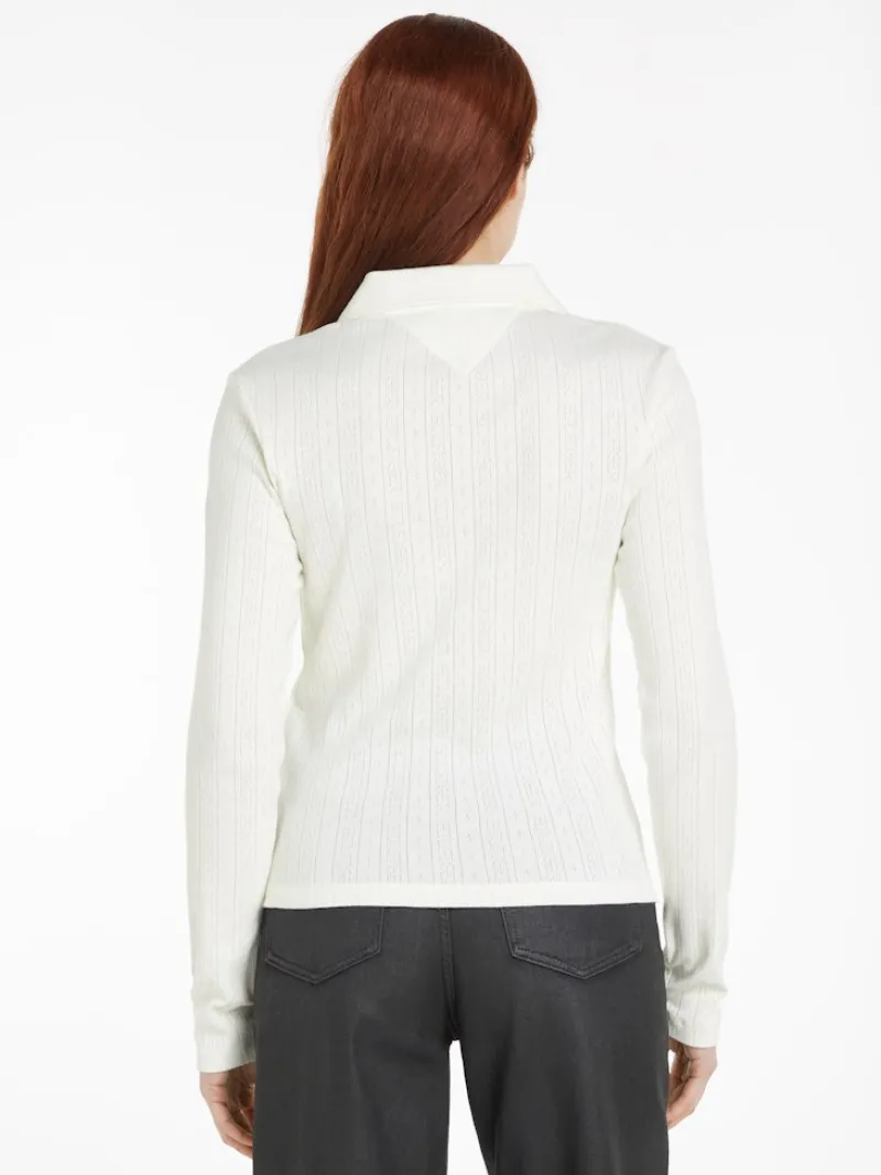 Tommy Hilfiger Blusen*SLIM POINTELLE BTN DWN LS ancient white