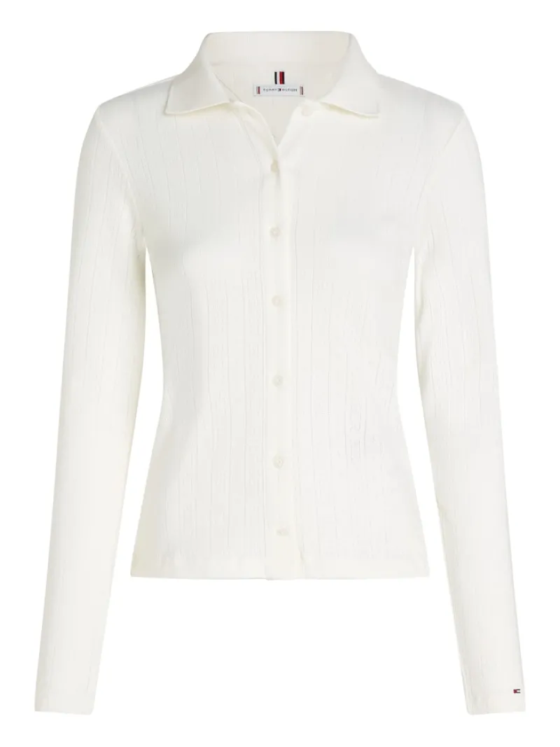 Tommy Hilfiger Blusen*SLIM POINTELLE BTN DWN LS ancient white