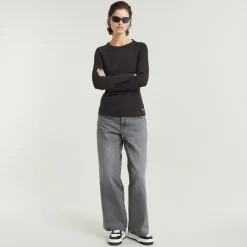 G-star Raw Shirts*Slim rib keyhole r t ls wmn dk black
