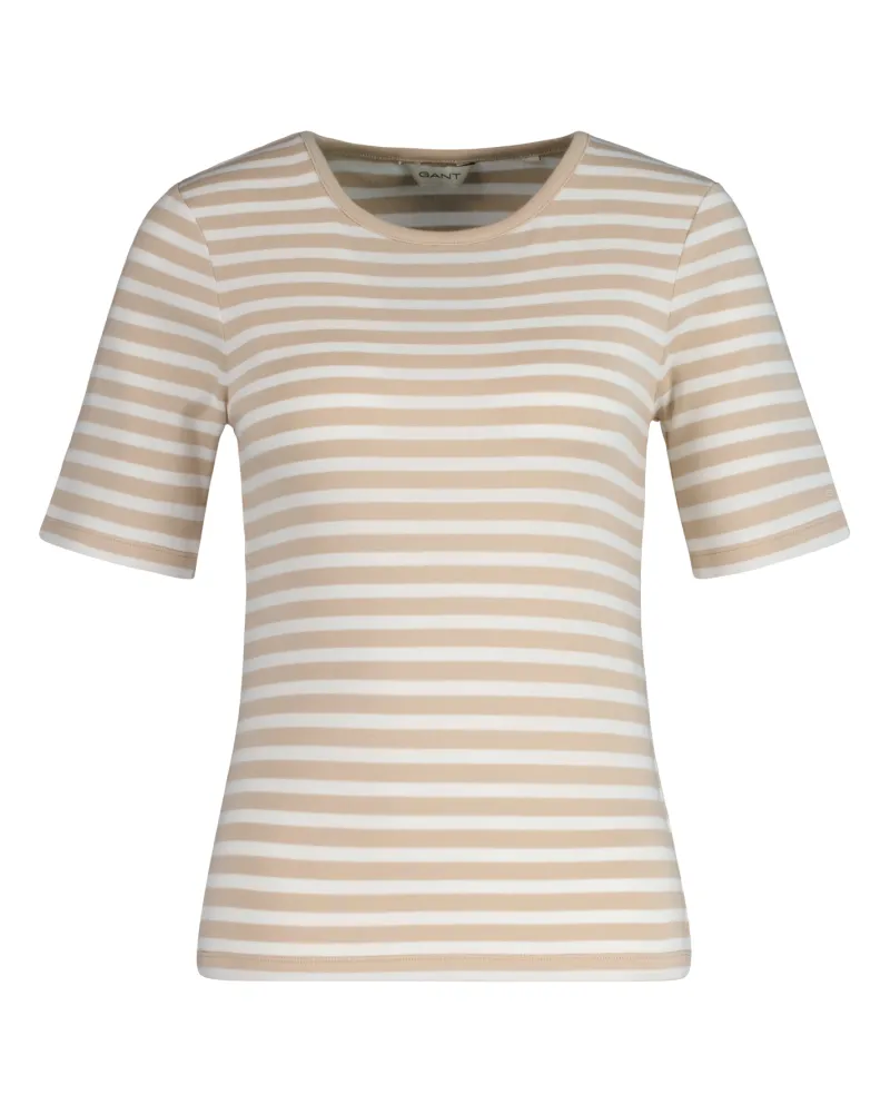 Gant Shirts*SLIM STRIPED T-SHIRT dry sand