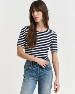 Gant Shirts*SLIM STRIPED T-SHIRT evening blue