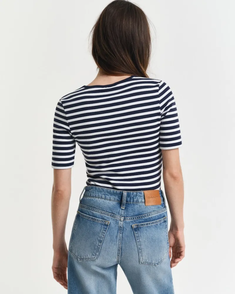 Gant Shirts*SLIM STRIPED T-SHIRT evening blue