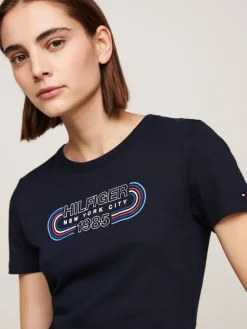 Tommy Hilfiger Shirts*SLIM TRACK HILFIGER C-NK SS desert sky