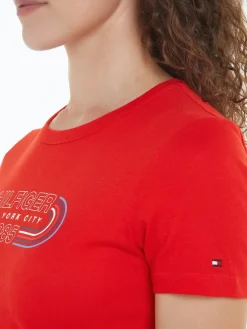 Tommy Hilfiger Shirts*SLIM TRACK HILFIGER C-NK SS fierce red