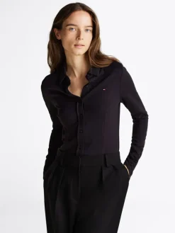 Tommy Hilfiger Blusen*SLIM VISC BUTTON DOWN SHIRT LS Black