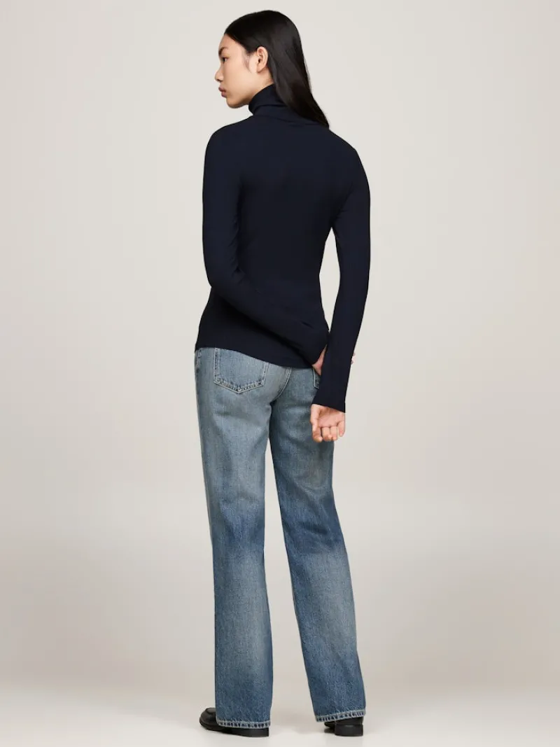 Tommy Hilfiger Shirts*SLIM 5X2 RIB ROLL-NK LS desert sky