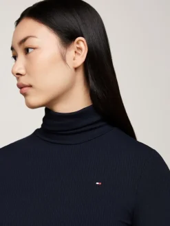 Tommy Hilfiger Shirts*SLIM 5X2 RIB ROLL-NK LS desert sky