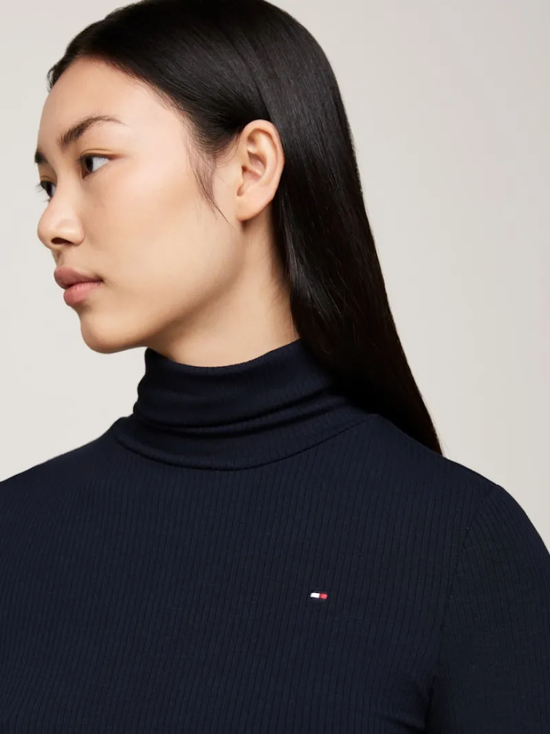 Tommy Hilfiger Shirts*SLIM 5X2 RIB ROLL-NK LS desert sky