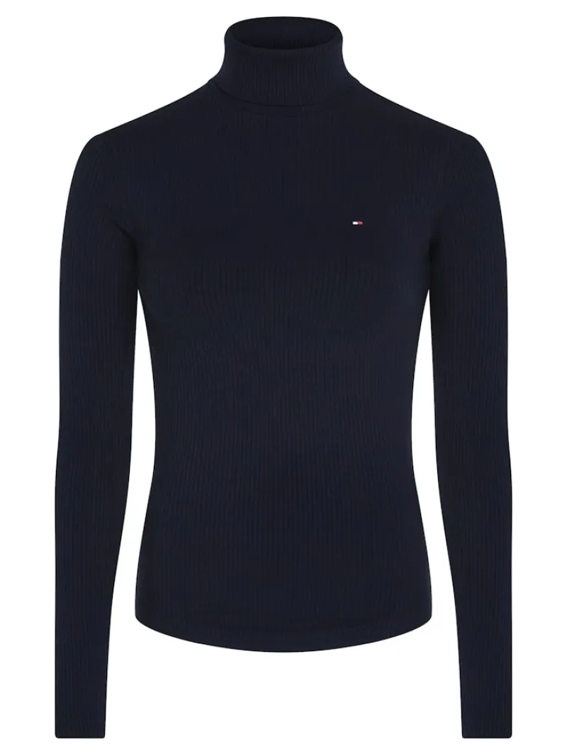 Tommy Hilfiger Shirts*SLIM 5X2 RIB ROLL-NK LS desert sky