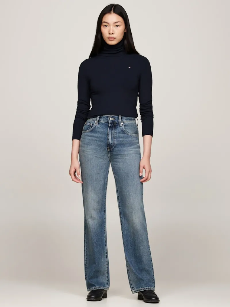 Tommy Hilfiger Shirts*SLIM 5X2 RIB ROLL-NK LS desert sky