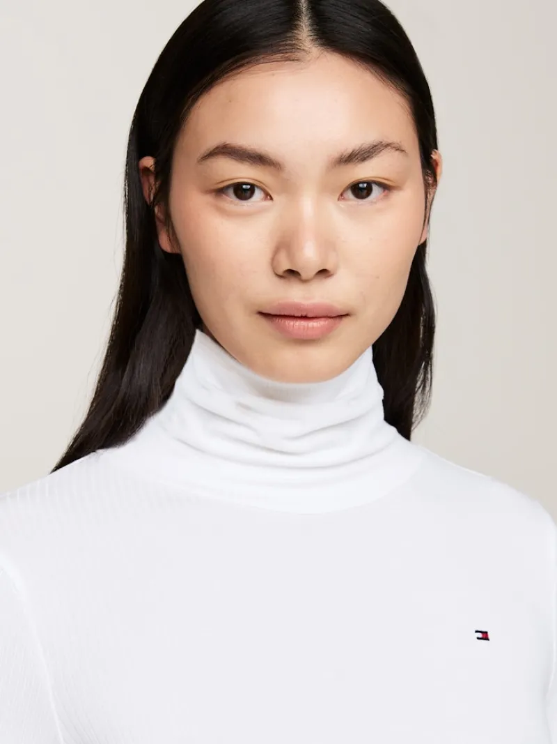 Tommy Hilfiger Shirts*SLIM 5X2 RIB ROLL-NK LS ecru