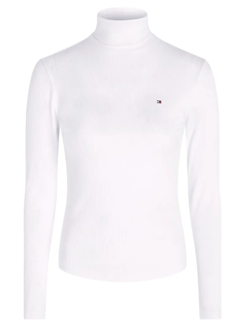 Tommy Hilfiger Shirts*SLIM 5X2 RIB ROLL-NK LS ecru