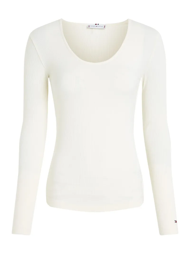 Tommy Hilfiger Shirts*SLIM 5X2 RIB SCOOP-NK LS calico