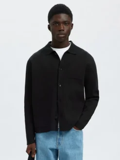 Selected Pullover & Sweatshirts*SLMMIKE LIGHT POLO CARDIGAN NOOS Black