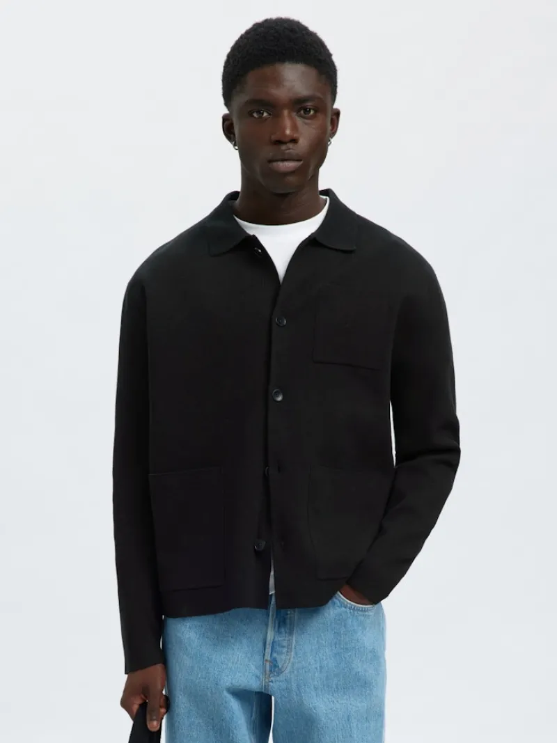 Selected Pullover & Sweatshirts*SLMMIKE LIGHT POLO CARDIGAN NOOS Black