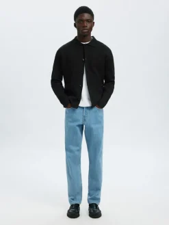 Selected Pullover & Sweatshirts*SLMMIKE LIGHT POLO CARDIGAN NOOS Black