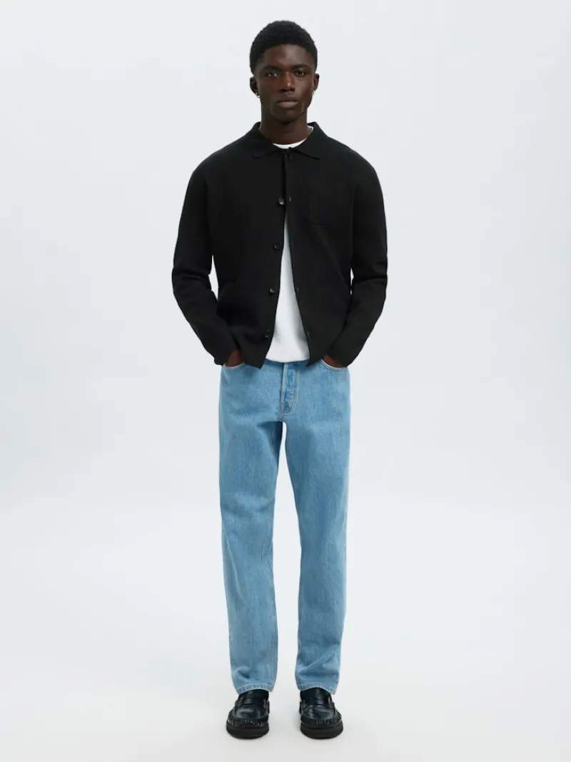 Selected Pullover & Sweatshirts*SLMMIKE LIGHT POLO CARDIGAN NOOS Black