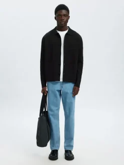 Selected Pullover & Sweatshirts*SLMMIKE LIGHT POLO CARDIGAN NOOS Black