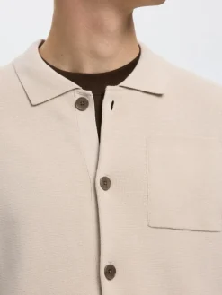 Selected Pullover & Sweatshirts*SLMMIKE LIGHT POLO CARDIGAN NOOS oatmeal