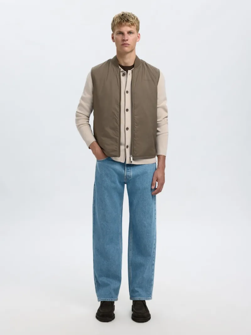 Selected Pullover & Sweatshirts*SLMMIKE LIGHT POLO CARDIGAN NOOS oatmeal