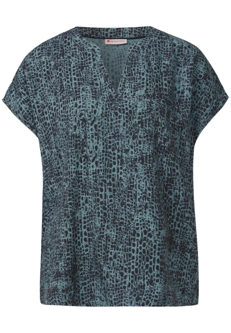 Street One Blusen*Snake Print Blusenshirt deepwater blue