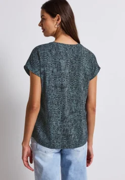 Street One Blusen*Snake Print Blusenshirt deepwater blue