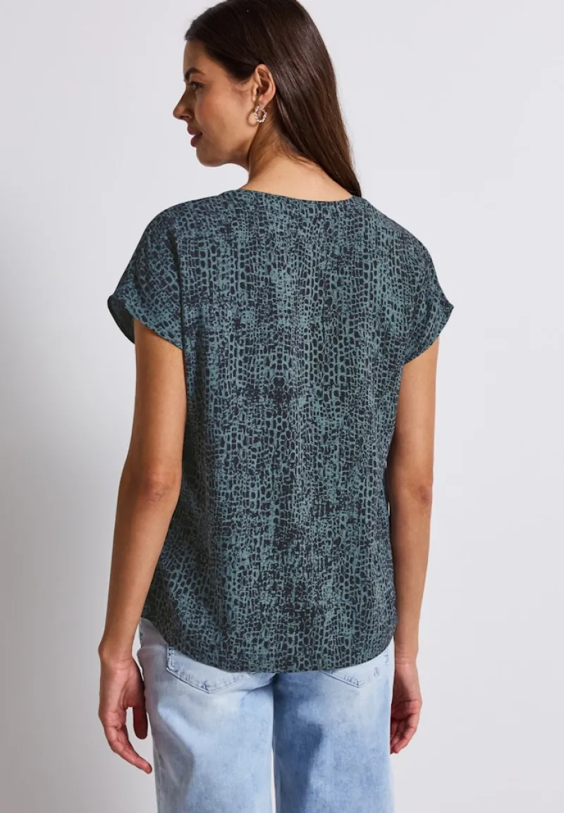 Street One Blusen*Snake Print Blusenshirt deepwater blue